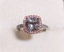 Load image into Gallery viewer, Two Tone Rose Gold Rose Plated Clear and Pink Cubic Zirconia Ring in Sterling Silver