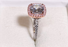 Load image into Gallery viewer, Two Tone Rose Gold Rose Plated Clear and Pink Cubic Zirconia Ring in Sterling Silver