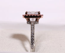 Load image into Gallery viewer, Two Tone Rose Gold Rose Plated Clear and Pink Cubic Zirconia Ring in Sterling Silver