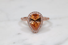 Load image into Gallery viewer, Pear Shaped Cubic Zirconia Ring over Silver in Rose Gold
