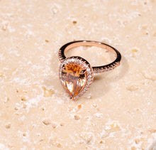 Load image into Gallery viewer, Pear Shaped Cubic Zirconia Ring over Silver in Rose Gold
