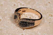 Load image into Gallery viewer, Rose Gold Plated Sterling Silver Ring with Black and White CZ
