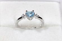 Load image into Gallery viewer, Sterling Silver Blue Heart Ring with Cubic Zirconia
