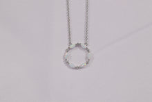 Load image into Gallery viewer, Sterling Silver Lab Opal and CZ Circle Necklace
