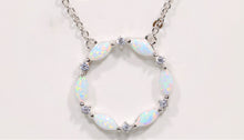 Load image into Gallery viewer, Sterling Silver Lab Opal and CZ Circle Necklace
