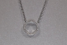 Load image into Gallery viewer, Sterling Silver Halo CZ Pendant Necklace