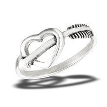 Load image into Gallery viewer, Cupid&#39;s Arrow Through a Heart Ring in Sterling Silver
