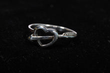 Load image into Gallery viewer, Cupid&#39;s Arrow Through a Heart Ring in Sterling Silver
