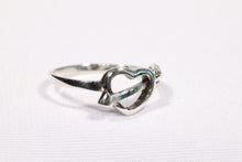 Load image into Gallery viewer, Cupid&#39;s Arrow Through a Heart Ring in Sterling Silver

