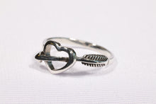 Load image into Gallery viewer, Cupid&#39;s Arrow Through a Heart Ring in Sterling Silver
